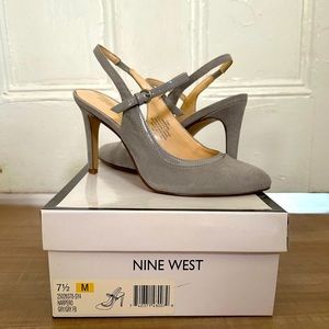 Nine West Grey Harpero Slingback Pumps 7.5 Like New